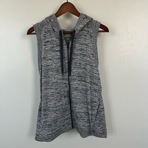 Athleta Heather Gray Sleeveless Hooded Zip-Up Vest